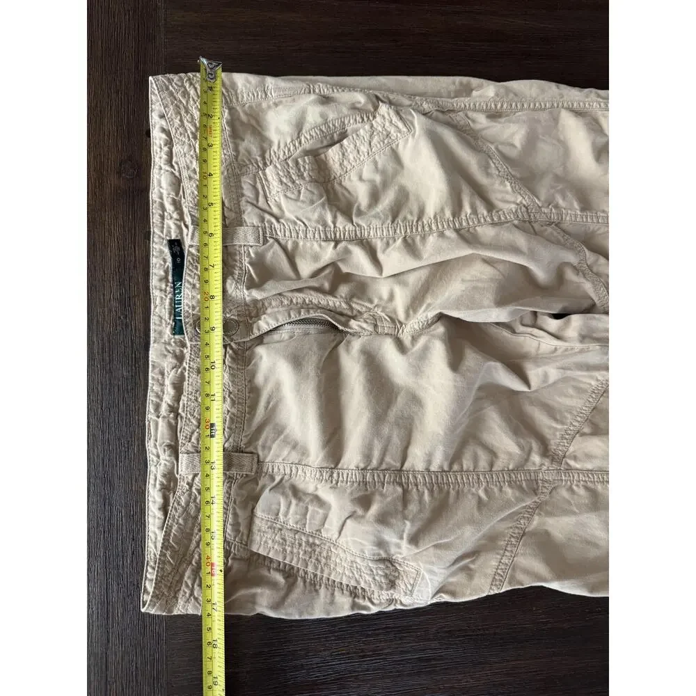 Lauren Ralph Lauren Pants Womens 10 Khaki Utility Safari Ruched Tie - Picture 6 of 9